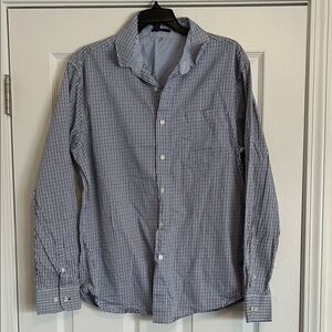 Tahari Men's Navy and White Checkered Button Down Shirt